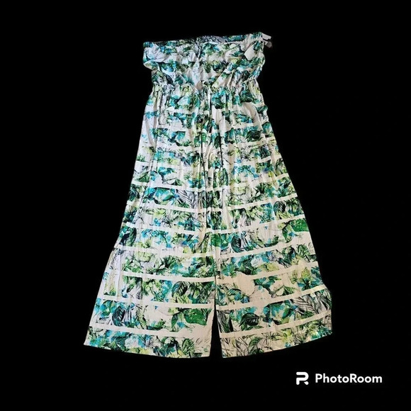 Jumpsuit Off Shoulder Tropical Beauty Green SKYE'S THE LIMIT Sz.XL Beach - Picture 10 of 13